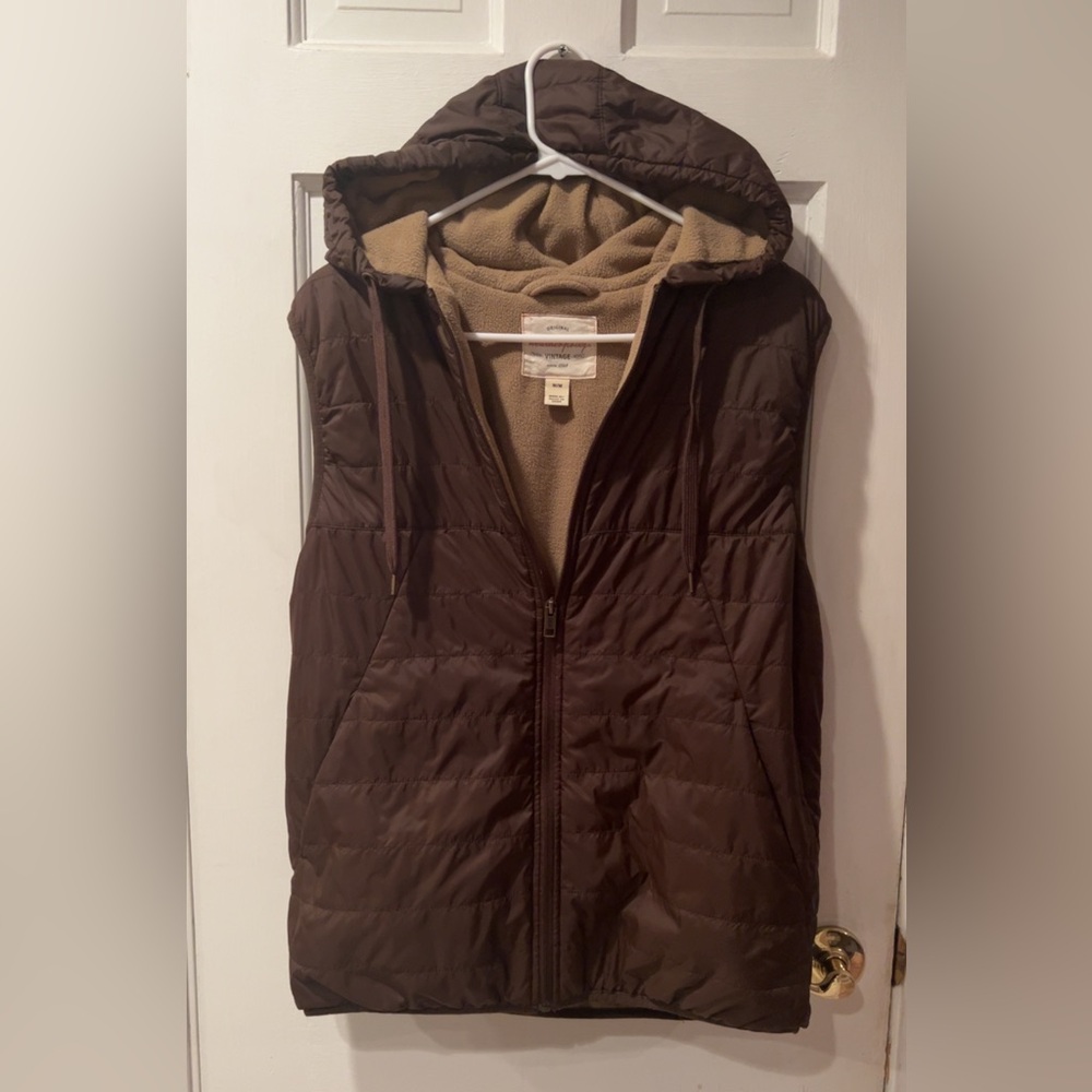 Weatherproof Vintage Men’s Medium Brown Hooded Sleeveless Puffer Vest